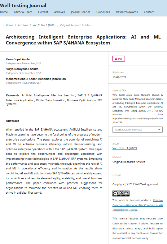 Article: Architecting Intelligent Enterprise Applications: AI and ML Convergence within SAP S/4HANA Ecosystem